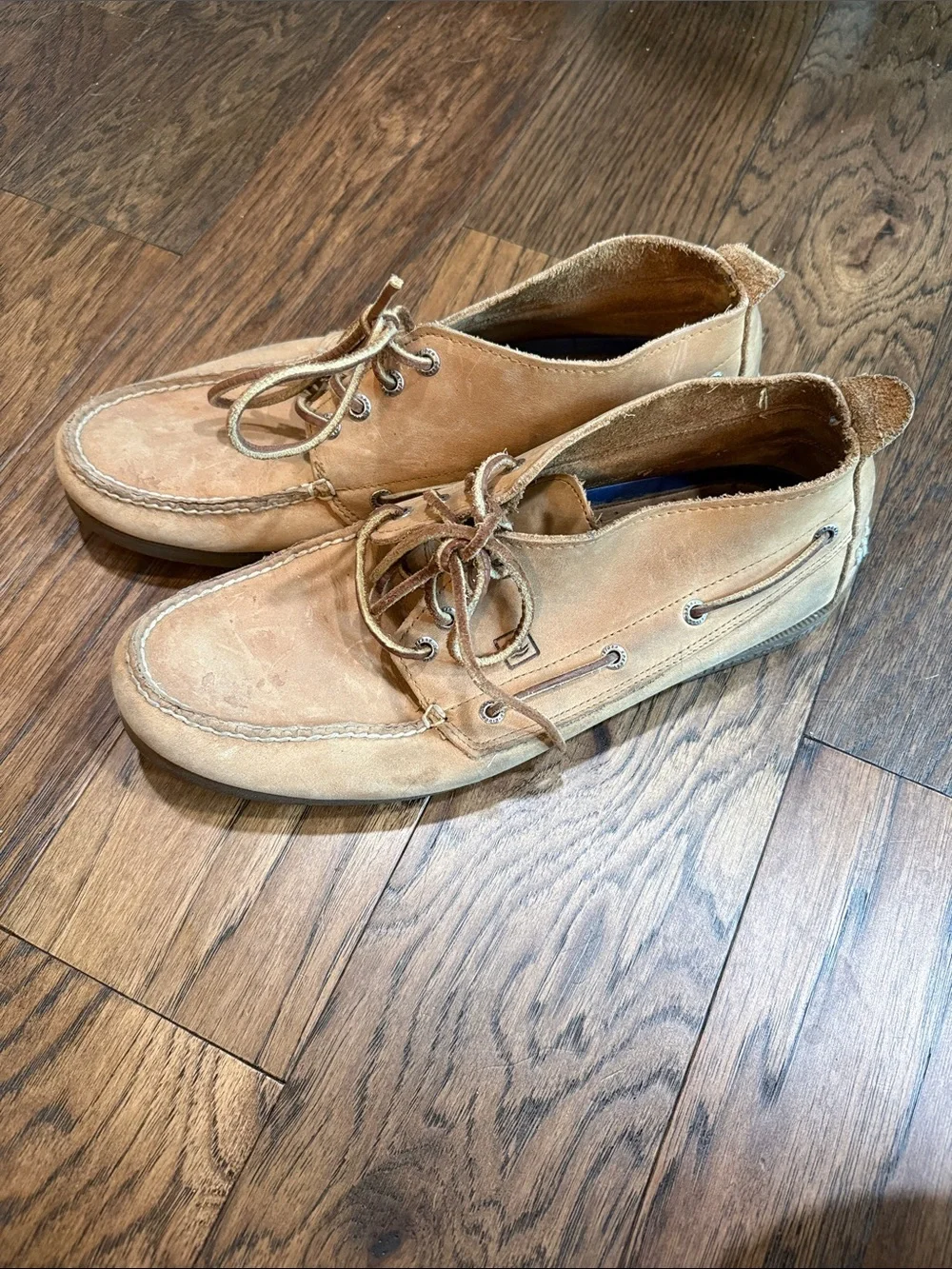 Sperry Men's Suede Boat Shoes in Tan with Leather Laces
